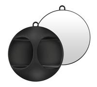 QINGZY Miroir de coiffeur professionnel portable, rond, 28 cm, noir, avec cadre, mural, plastique, pour usage professionnel et domestique