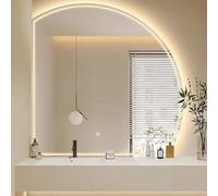 Qinhaixi 1/4 Miroir de Salle de Bain Intelligent Rond 40 "Miroir Mural de Maquillage de Demi-Lune sans Cadre 44" Dalmable DED DED DÉCOR Home, Preuve d'explosion Anti-Fog, 3 Couleurs (à Droite,