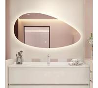 Qinhaixi 31 "x51 Miroir LED Ovale irrégulier avec 3 Couleurs Clair, dimmable et Anti-buas