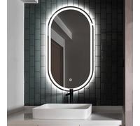 Qinhaixi 51 Pouces Grand Miroir de Salle de Bain Ovale pour Mur, Miroir de Maquillage à LED de 32 "avec éclairage/rétro-éclairé, Miroir à la Maison illuminé, décollement, à l'épreuve de la Chambre