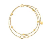 Qinhaixi 9 CT Gold Infinity Bracelet, Bracelet en couches à brin de perle en or jaune massif, pour femmes filles femmes maman sœurs, 6,5 + 1 + 1 pouce