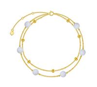 Qinhaixi 9 Ct Gold Opal Chevuste, cheville en couches en or jaune solide, pour femmes filles femmes maman sœurs, 8 "+1" +1 "