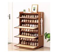 Qinhaixi Armoire à Chaussures de Bambou Moderne avec Portes à Rechange, Design à 3 Faces, Rangement de Rack de Chaussures Autonome pour l'entrée, Le Couloir, la Chambre - 80x33x115cm