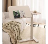 Qinhaixi Au-Dessus du lit, Table de Chevet sur lit à implexe réglable avec Roues, Chariot de roulement Portable Debout Mobile pour Usage à Domicile (Blanc)