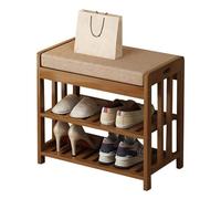 Qinhaixi Banc de Porte-Chaussures rustiques en Bambou avec siège Coussin - Armoire de Rangement d'entrée élégante pour Couloir, Salle de Bain et Salon (50/58/70/80/90 cm)