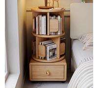 Qinhaixi Bergotage en Rotation, étagère d'affichage à 2 Niveaux avec tiroir, étagère d'angle Mobile à 360 ° pour Petit Espace, étage de Rangement de Rangement de la bibliothèque Debout (Beige)