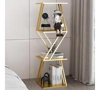Qinhaixi Berning d'angle, étagère d'angle Petite bibliothèque, étagère d'affichage en Bois, étagère avec Baffles Etagere Shelf Storage Rack pour Le Bureau d'étude du Salon (Or, 120 cm)
