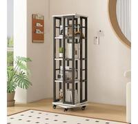 Qinhaixi Bidacothérapie rotative à 360 °, 4 Niveaux d'unité de Stockage d'unité avec Roues universelles, Rack de CD Debout au Sol, pour la Maison de Salon de Chambre, Assemble Easy (Noir + Blanc)