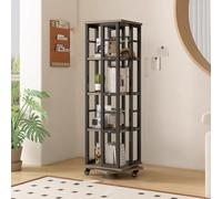 Qinhaixi Bidacothérapie rotative à 360 °, 4 Niveaux d'unité de Stockage d'unités avec Roues universelles, Rack de CD Debout au Sol, pour la Maison de Salon de la Chambre, Assemblage Facile (Noir +
