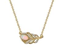 Qinhaixi Colliers Sterling Crystal Collier pour Femmes S925 Sterling Silver Natural Opal Feather Dainty Choker Collier Collier Collier Collier Gift Bijoux pour Ses Filles Couples