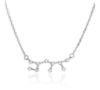 Qinhaixi Colliers Sterling Zodiac Collier Horoscope pour Femmes, S925 Sterling Silver Zircon Collier Constellation Chaîne de couchier à la Mode