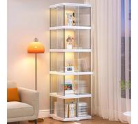 Qinhaixi Ibligation rotative à 360 °, étagères de Rangement avec Porte en Verre Acrylique, vitrine de la bibliothèque pour Le Salon, étagère d'affichage d'armoire de Collection (36x36x168.5cm)