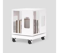 Qinhaixi Libris rotatifs, bibliothèque étroite, étagères en Bois, étagère rotative à 360 °, pour Le Bureau à Domicile, bibliothèque Debout Sauver l'espace (Blanc, 35x35x42cm)