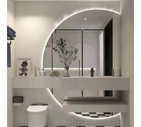 Qinhaixi Miroir de 51 "Half Moon LED, Miroir de Salle de Bain, Miroir de Maquillage sans Cadre sans Cadre de 35" pour Le Mur, Smart Anti-buté rétro-éclairé, 3 Couleurs dimmables, Interrupteur