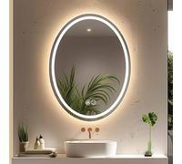 Qinhaixi Miroir de Maquillage éclairé de la Salle de Bain 36 "x28 Miroir de vanité à LED Ovale pour Mur de Salle de Bain, Feux de Brouillard sans Brouillard, 3 Couleurs, Feux Avant + rétro-éclairé,