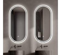 Qinhaixi Miroir de Maquillage éclairé Miroir de Salle de Bain LED dimmable 3 Couleurs Miroir décoratif de Salle de Bain Clair 2 Pack Miroir Mural Ovale