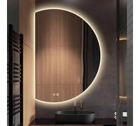 Qinhaixi Miroir de Salle de Bain Anti-buts Intelligent Moderne avec lumières LED, Miroir Mural de Maquillage Demi-Lune, 3 Couleurs dimmables, Grande décoration intérieure rétro-éclairée sans Cadre.