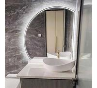 Qinhaixi Miroir de Salle de Bain illuminé en Semi-Cercle avec lumières LED, 110 * 110 cm Grand Miroir de Maquillage pour Mur, Smart Touch Anti-Fog 3 Couleurs, sans Cadre, à l'épreuve de la brisé (à