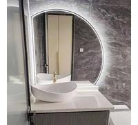 Qinhaixi Miroir de Salle de Bain illuminé en Semi-Cercle avec lumières LED, 110 * 110 cm Grand Miroir de Maquillage pour Mur, Smart Touch Anti-Fog 3 Couleurs, sans Cadre, à l'épreuve de la brisé (à