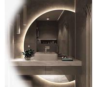 Qinhaixi Miroir Mural à LED de Demi-Lune de 51 Pouces pour Salle de Bain 35 "Miroir de Salle de Bain Anti-buas Intelligent Moderne 3 Couleurs Miroir de Maquillage dimmable 47 Pouces Semi-Cercle