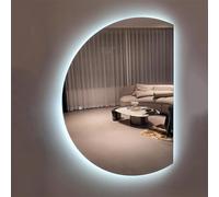 Qinhaixi Miroir Mural de la Demi-Lune, Miroir de Salle de Bain Anti-Fog Dimmable LED, sans Cadre, Smart 3 Color Light Decorative, Interrupteur Tactile, pour Le Maquillage (Gauche, 39 Pouces)