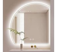 Qinhaixi Muroir Mural 1/4 Rond Smart Salle Room, 44 "Half Moon LED Dimmable Makeup Mirror, rétro-éclairé + Avant éclairé, 3 Couleurs, Anti-Butin (Gauche, 32" x32)