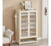 Qinhaixi Organisateur d'armoire à Chaussures de Bambou à 8 Niveaux Moderne avec Portes en Acrylique Claire - Stockage de Chaussures à économie d'espace pour couloirs étroits, Salons et Chambres -