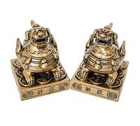 QINIZX Lot de 2 statues Feng Shui en bronze Pi Yao/Pi Xiu, décoration Feng Shui, statues de Porsperity pour décoration de la maison, figurine de collection pour attirer l'argent et la chance