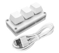 QINIZX Mini clavier mécanique à 3 touches pour Windows Mac OSU HID standard clavier multifonction macro programmables blanc/tige cerise/rétroéclairage RVB avec câble USB
