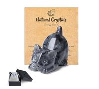 QINJIEJIE Figurines de chat en cristaux de labradorite noire pour les amoureux des chats Ornements de chat animaux Décoration maison bureau Cadeaux porte-bonheur Cadeaux en cristal sur le thème des