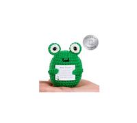 QINJIEJIE Pocket Hug Grenouille porte-bonheur roi en tricot - Compagnon de soutien émotionnel féerique, cadeau douillet pour la rentrée des classes, l'examen et l'anniversaire