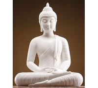 Qinlang Statue de Bouddha Blanche de 30,5 cm pour décoration d'intérieur, décoration de Bouddha de méditation en céramique pour la Maison