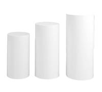 Qinlenyan Lot de 3 housses de support de colonne cylindriques pour fête, anniversaire, mariage, décoration - Blanc