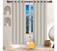 QINLIGAO Lot de 1 Rideaux à Oeillets 120 x 146 cm Tenture Opaque à Oeillets Isolation Lumiere Anti UV Rideau Occultant avec Œillets Installation Facile pour Chambre Maison, Beige