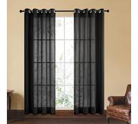 QINLIGAO Rideaux Voilages Oeillet 240 x 240 cm Semi Transparent Semi Transparent Décoration Doux et Esthétiques pour Chambre et Salon, Noir