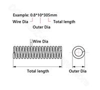 Qinlu-Ressort comprimé hélicoïdal 1PCS Spring de compression 305mm Spring 304 Fil à ressort en acier inoxydable DIA 0,3-0.7mm Extérieur DIA 3 4 4,5 5 5,5 6-10mm, les projets de bricolage(0.7x4x305mm)