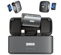 QINOJA Micro Cravate sans Fil pour iPhone/Android/Caméra/Ordinateur - Réglage du Gain, Réduction du Bruit par IA, Boîtier de Recharge, Mini Microphone Magnétique pour Vlog, Streaming
