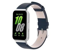 QINOUK Bracelet en Cuir Véritable pour Samsung Galaxy Fit 3 - [Respirant] Souple Strap de Remplacement - Bleu