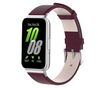 QINOUK Bracelet en Cuir Véritable pour Samsung Galaxy Fit 3 - [Respirant] Souple Strap de Remplacement - Mauve