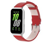 QINOUK Bracelet en Cuir Véritable pour Samsung Galaxy Fit 3 - [Respirant] Souple Strap de Remplacement - Rouge
