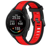 QINOUK Bracelet pour Garmin Forerunner 165, [Respirant] Bracelet en Silicone Souple, Bracelet Bicolore, Bracelet Montre en Silicone pour Garmin Forerunner 165-Noir/Rouge