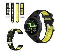 QINOUK Bracelet pour Garmin Forerunner 265s, [Respirant] Bracelet en Silicone Souple, Bracelet Bicolore, Bracelet Montre en Silicone pour Garmin Forerunner 265s-Noir/Jaune