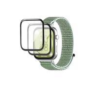 QINOUK Bracelet pour Huawei Watch Fit 3, [Respirant] Bande en Nylon Robuste Sportive Strap Band, [2 packs] Film Protecteur pour Huawei Watch Fit 3-Vert