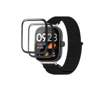 QINOUK Bracelet pour Xiaomi Redmi Watch 5, [Respirant] Bande en Nylon Robuste Sportive Strap Band, [2 packs] Film Protecteur pour Xiaomi Redmi Watch 5-Noir