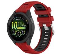 QINOUK Bracelet Respirant en Silicone Souple Bicolore pour Garmin Forerunner 265s - Rouge