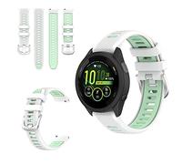 QINOUK Bracelet Respirant en Silicone Souple Bicolore pour Garmin Forerunner 265s - Vert Clair/Blanc