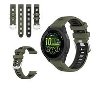QINOUK Bracelet Respirant en Silicone Souple Bicolore pour Garmin Forerunner 265s - Vert Foncé