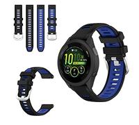 QINOUK Bracelet Respirant en Silicone Souple pour Garmin Forerunner 265 - Bicolore Noir/Bleu