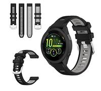 QINOUK Bracelet Respirant en Silicone Souple pour Garmin Forerunner 265 - Bicolore Noir/Gris