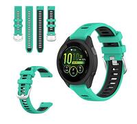 QINOUK Bracelet Respirant en Silicone Souple pour Garmin Forerunner 265s - Bicolore, Montre Vert Sarcelle